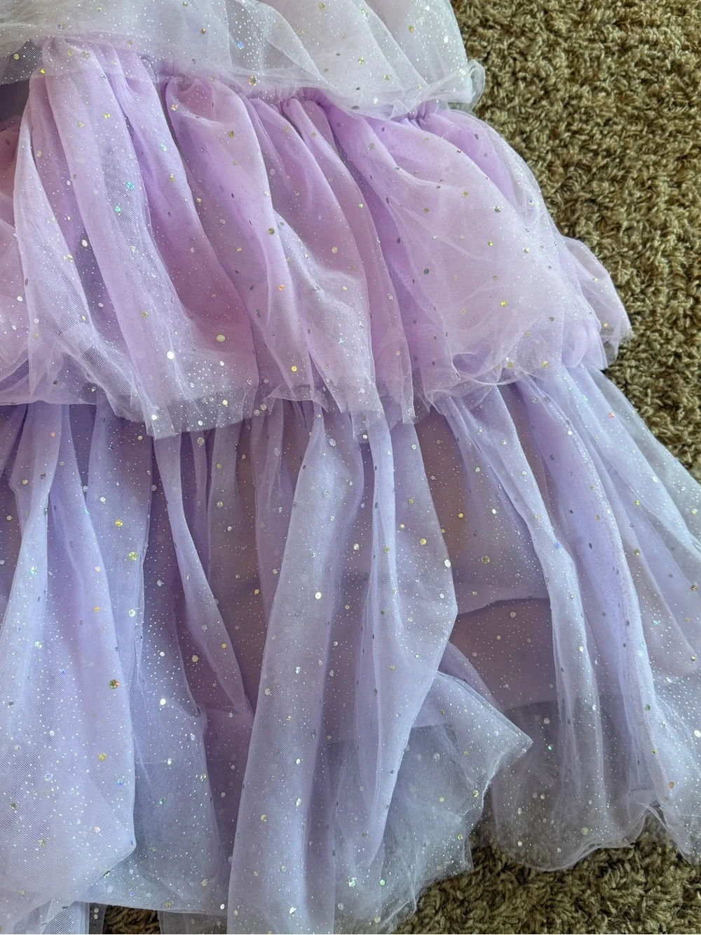 Lola + The Boys Lilac Sparkle Tiered Tulle Dress